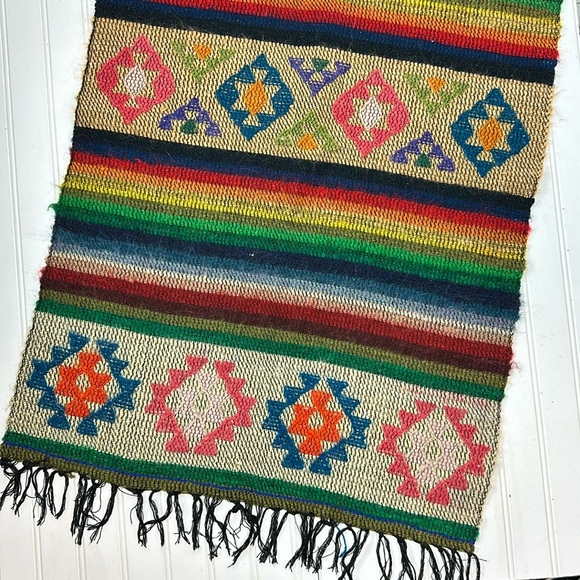 Rainbow boho lap blanket 60x 22 - Picture 1 of 4